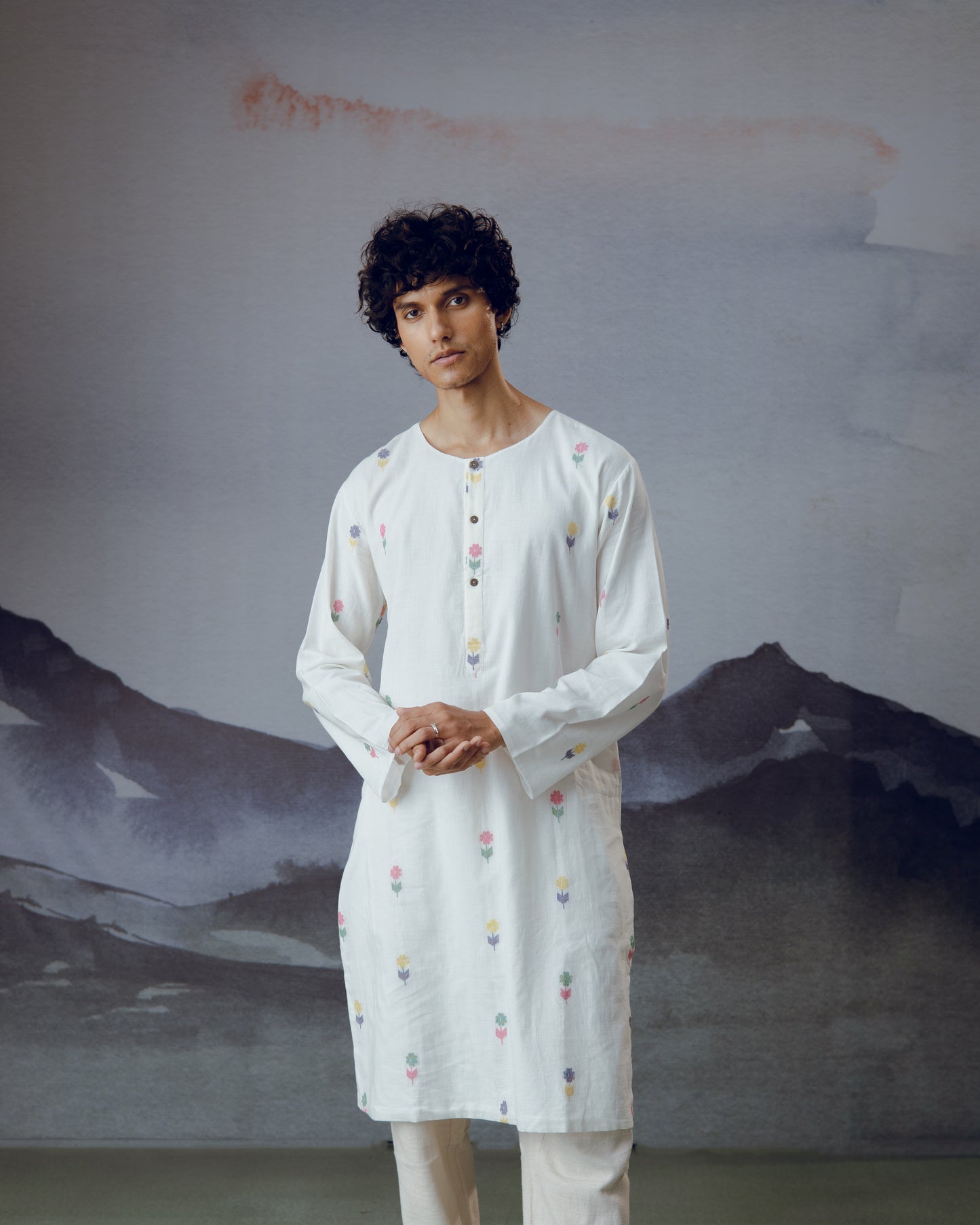 White Phool Kurta
