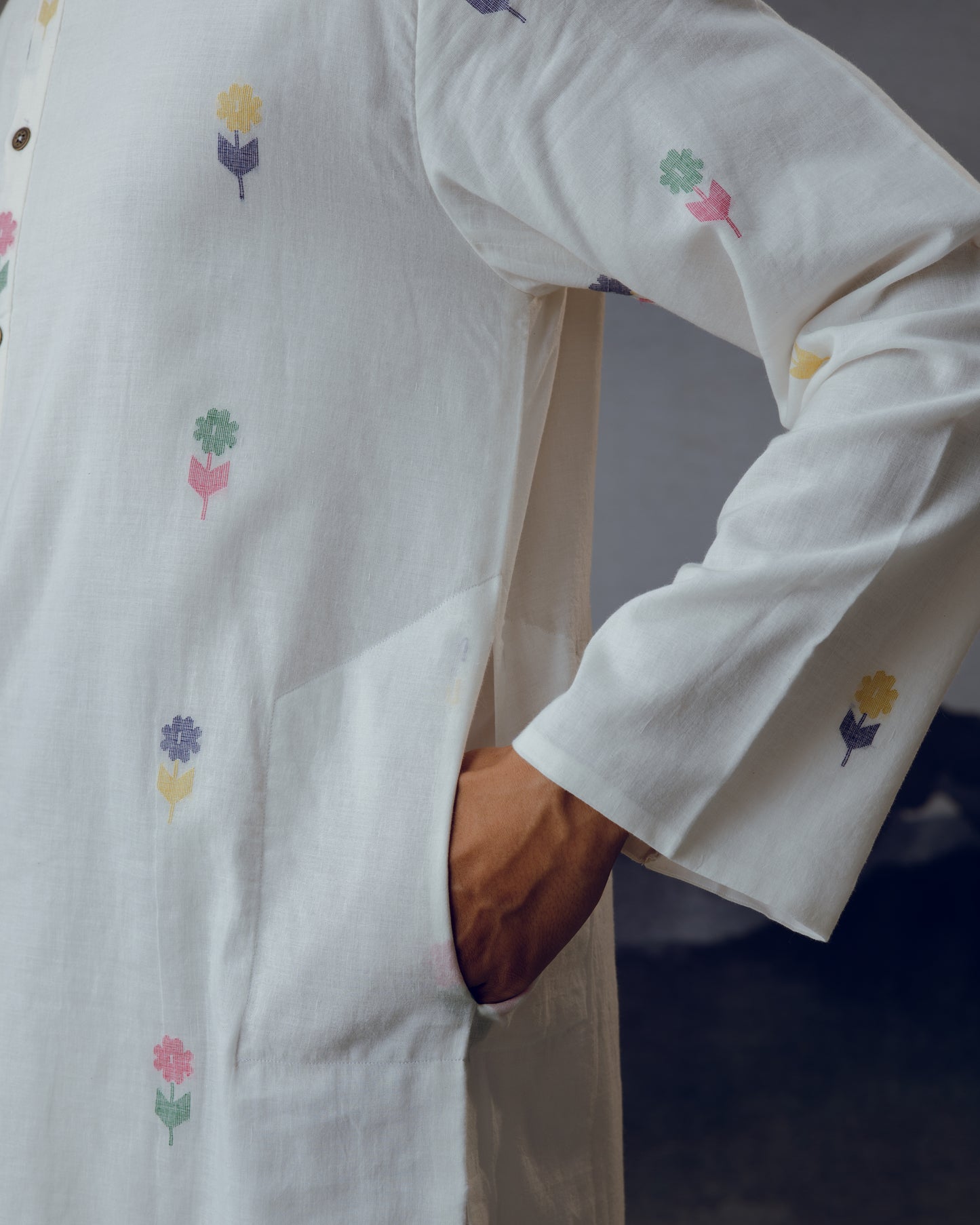 White Phool Kurta