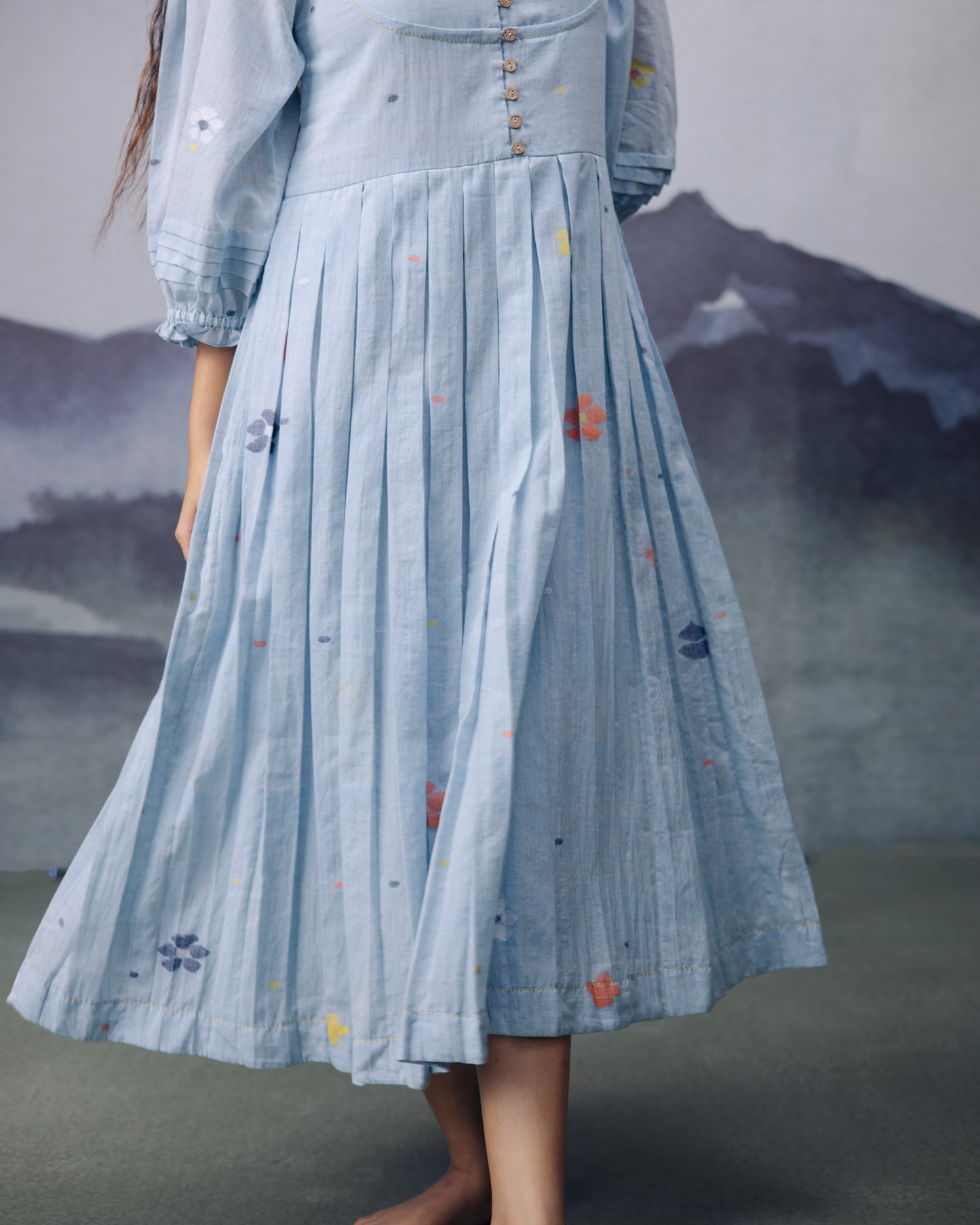 Sky Daisy Desire Box Pleat dress