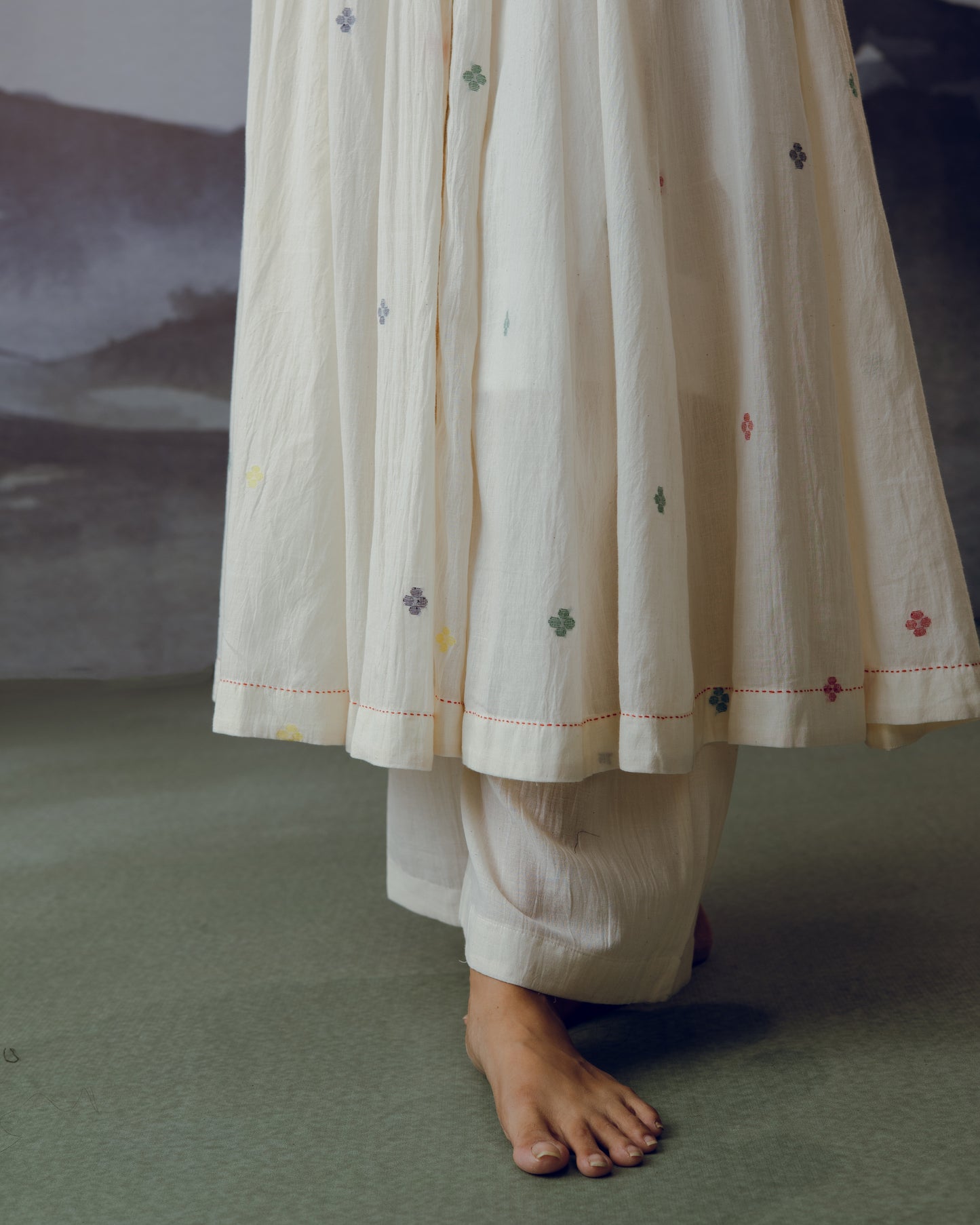 White Ambar Kali Kurta
