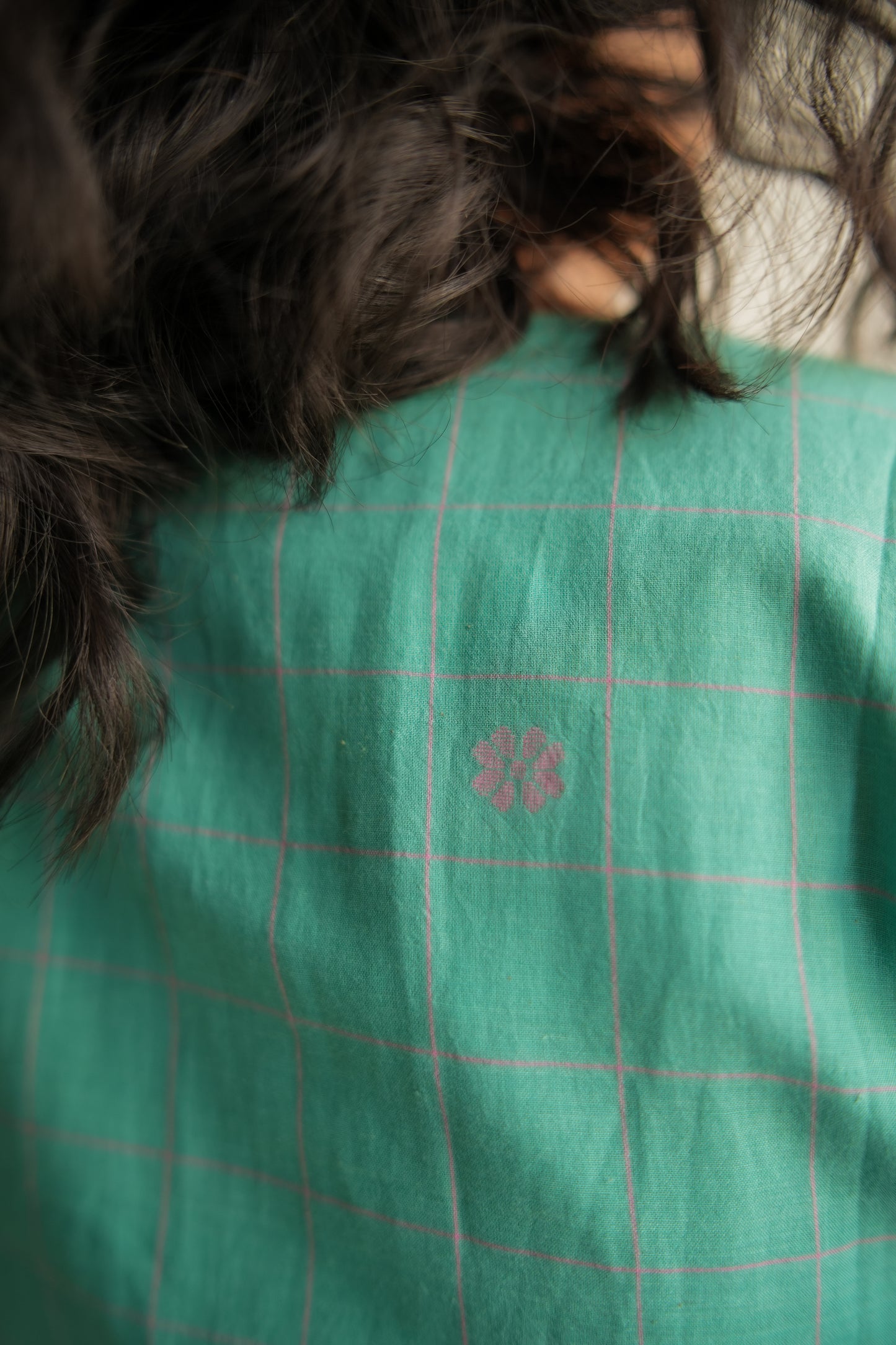 Sea Green Yoke Jamdani Dress