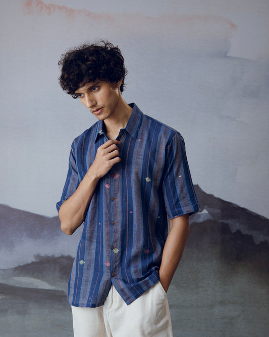 INDIGO COPPER STRIPE SHIRT