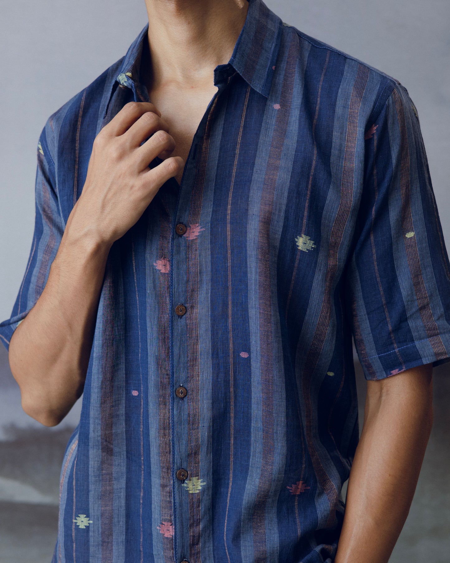 INDIGO COPPER STRIPE SHIRT
