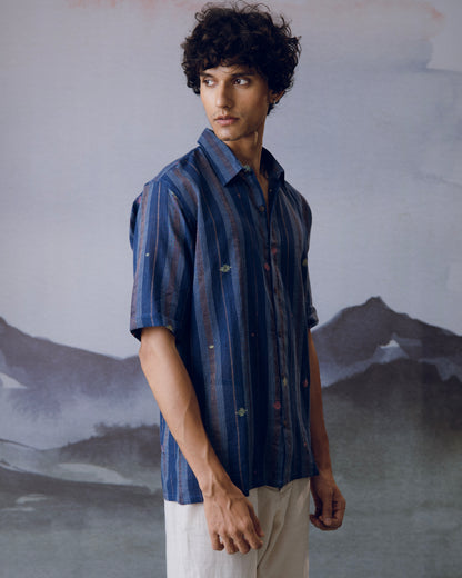 INDIGO COPPER STRIPE SHIRT