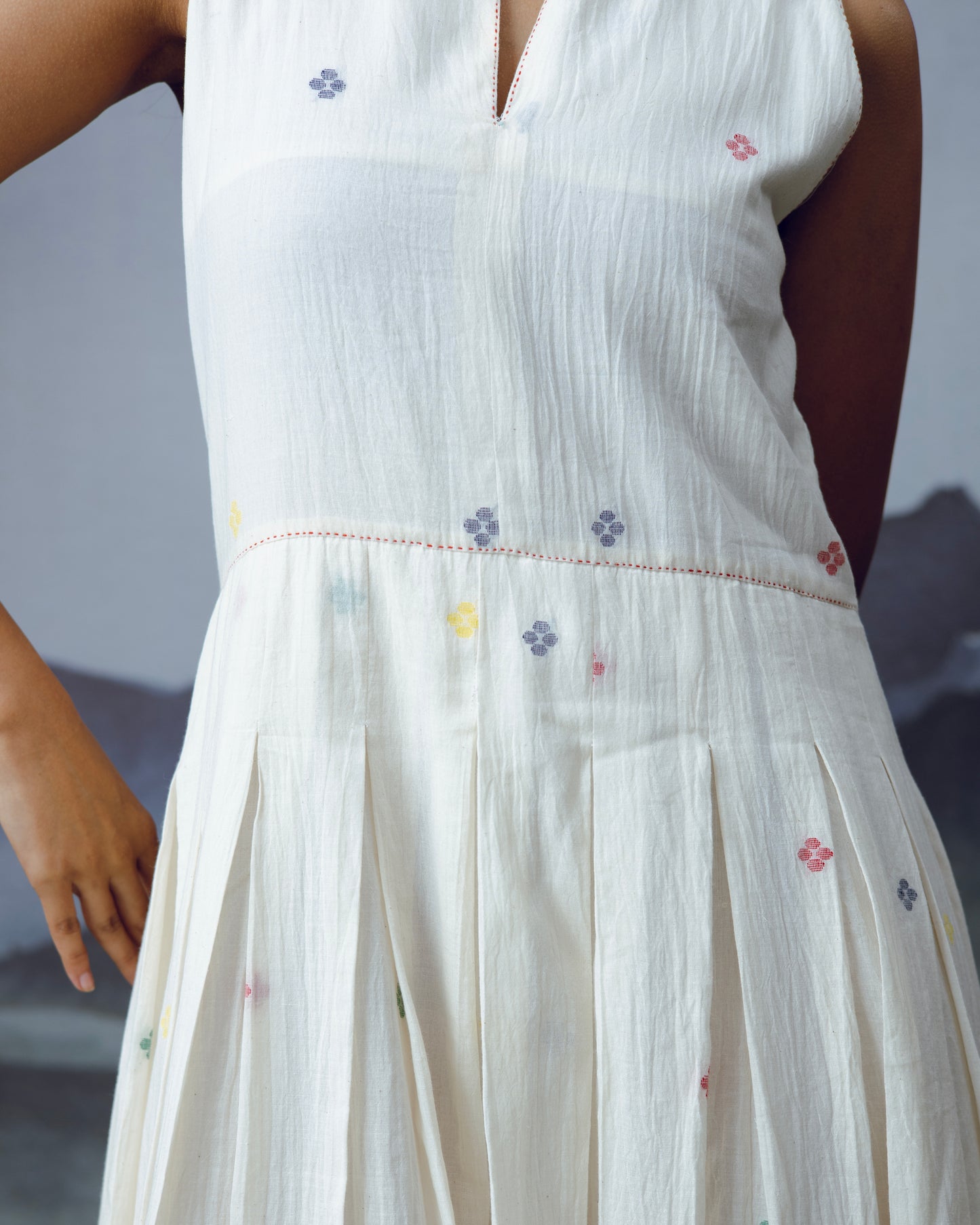 Ambar Sleeveless Box Pleat Dress