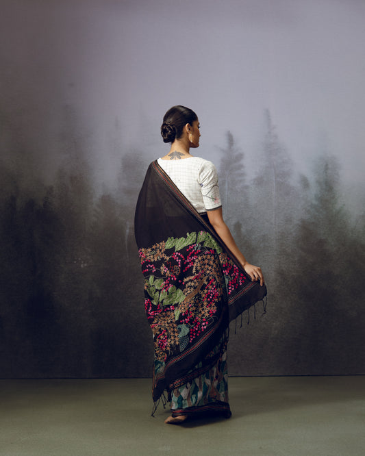 Midnight Bloom Saree