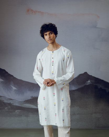 White Phool Kurta
