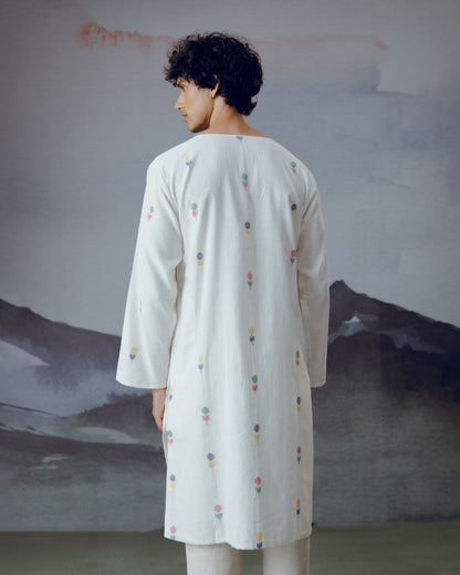 White Phool Kurta