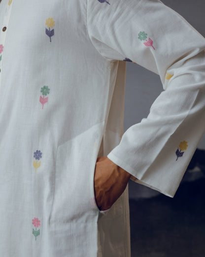 White Phool Kurta