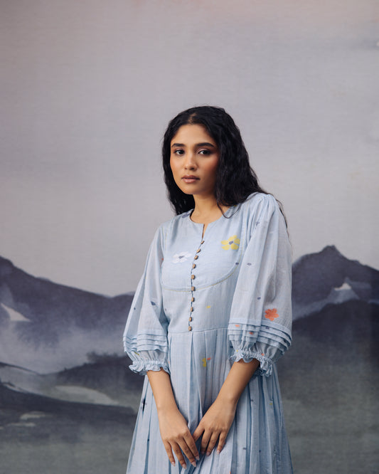 Sky Daisy Desire Box Pleat dress
