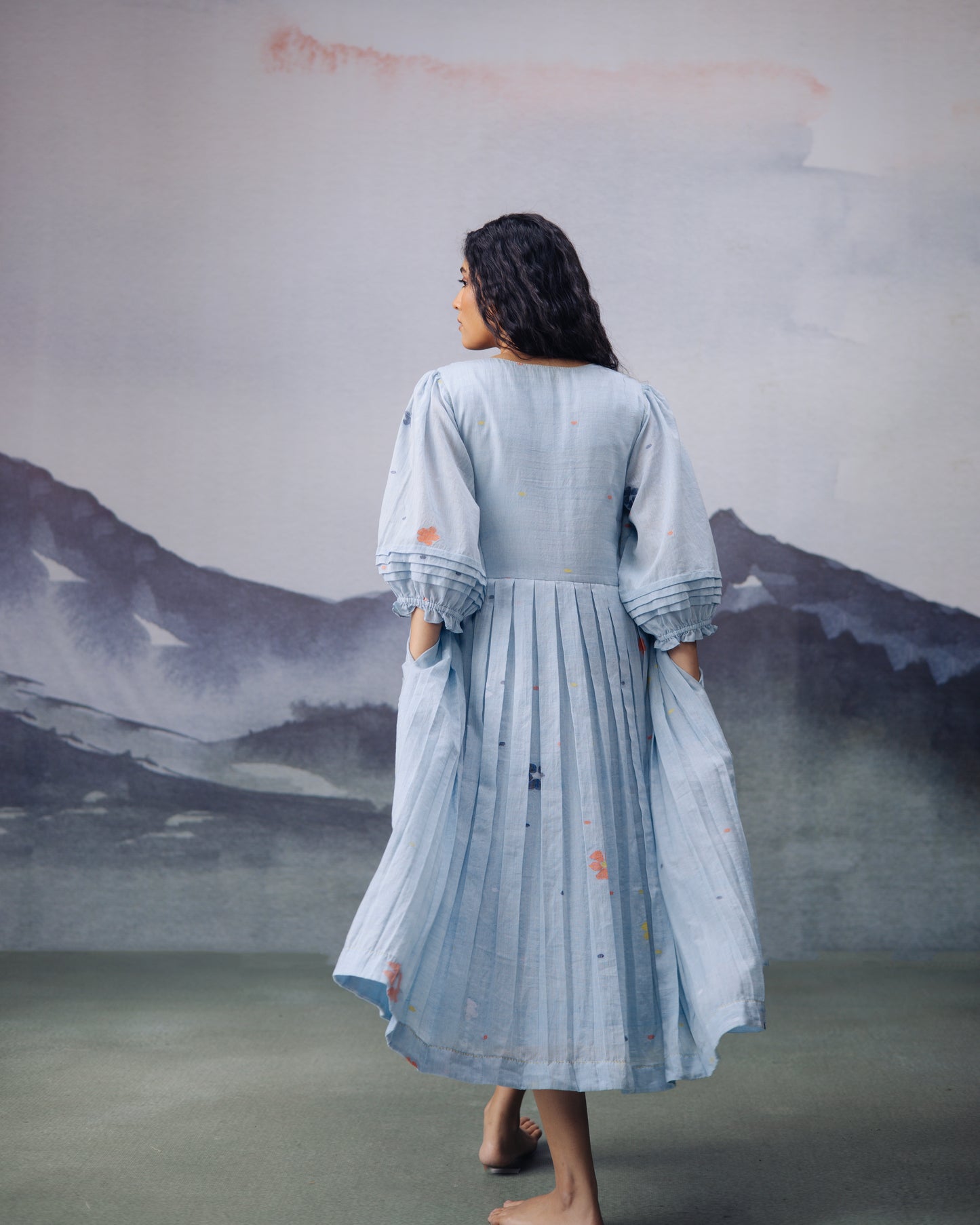 Sky Daisy Desire Box Pleat dress