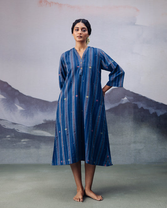 Indigo Copper Zari Kurta
