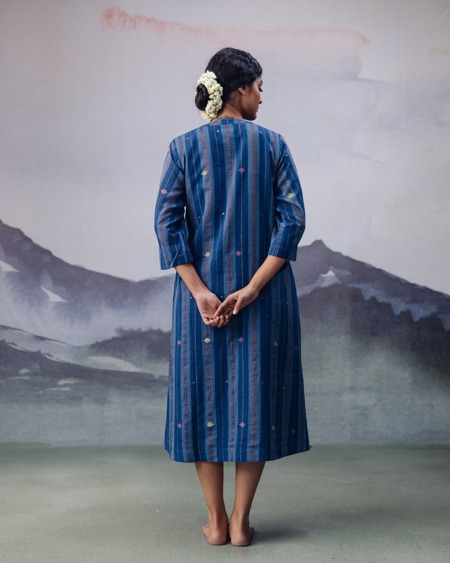 Indigo Copper Zari Kurta