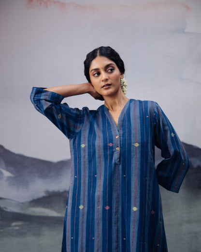 Indigo Copper Zari Kurta