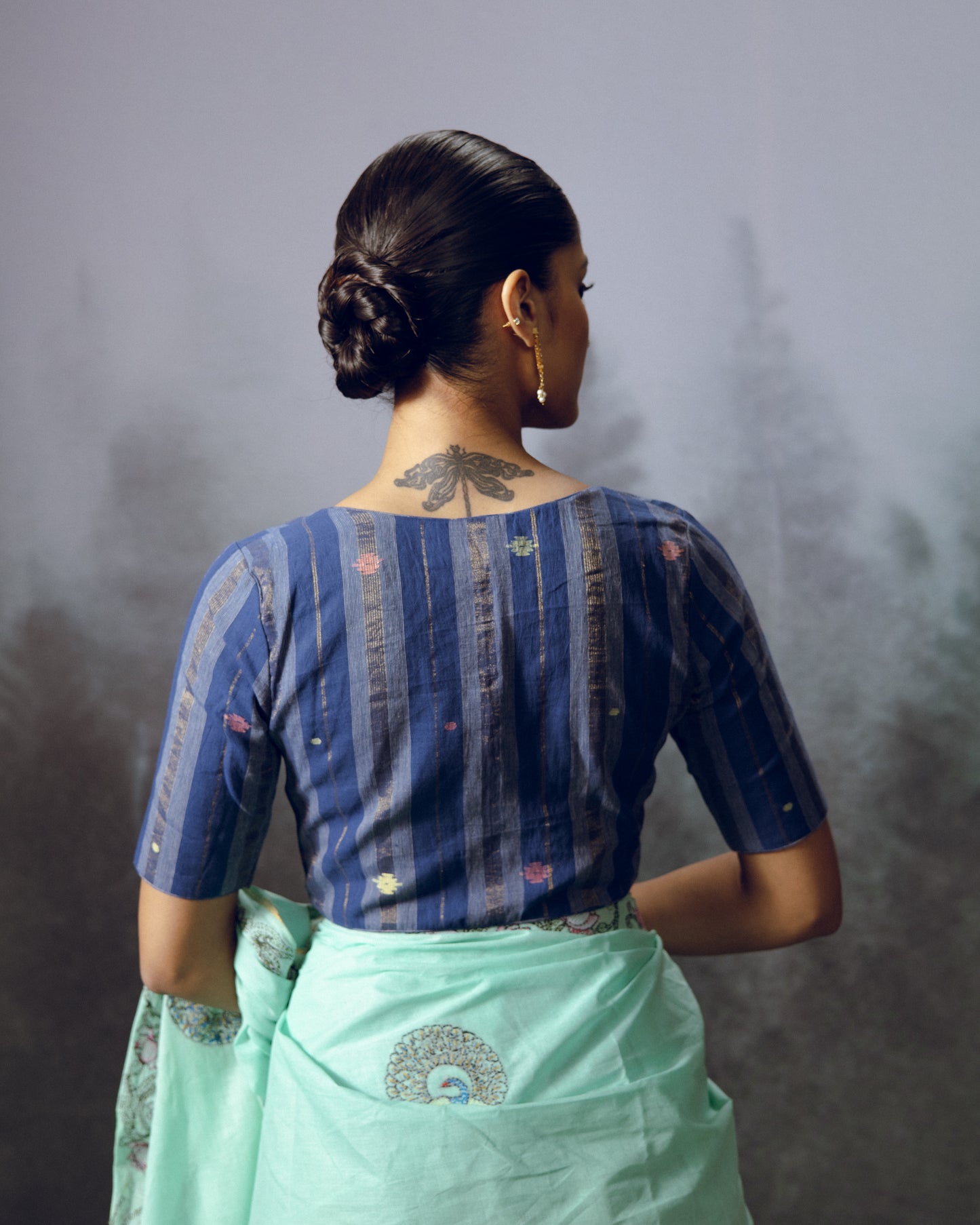 INDIGO COPPER STRIPE BLOUSE