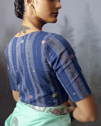 INDIGO COPPER STRIPE BLOUSE