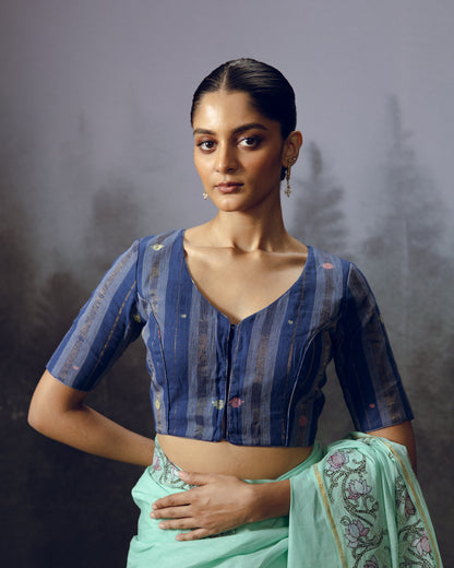 INDIGO COPPER STRIPE BLOUSE