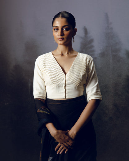 White Pleated Blouse