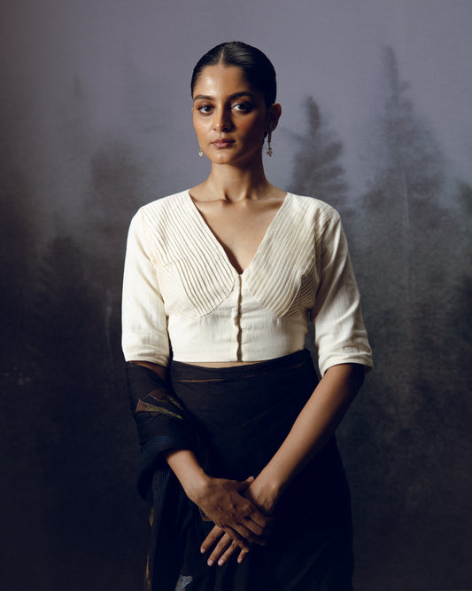 White Pleated Blouse