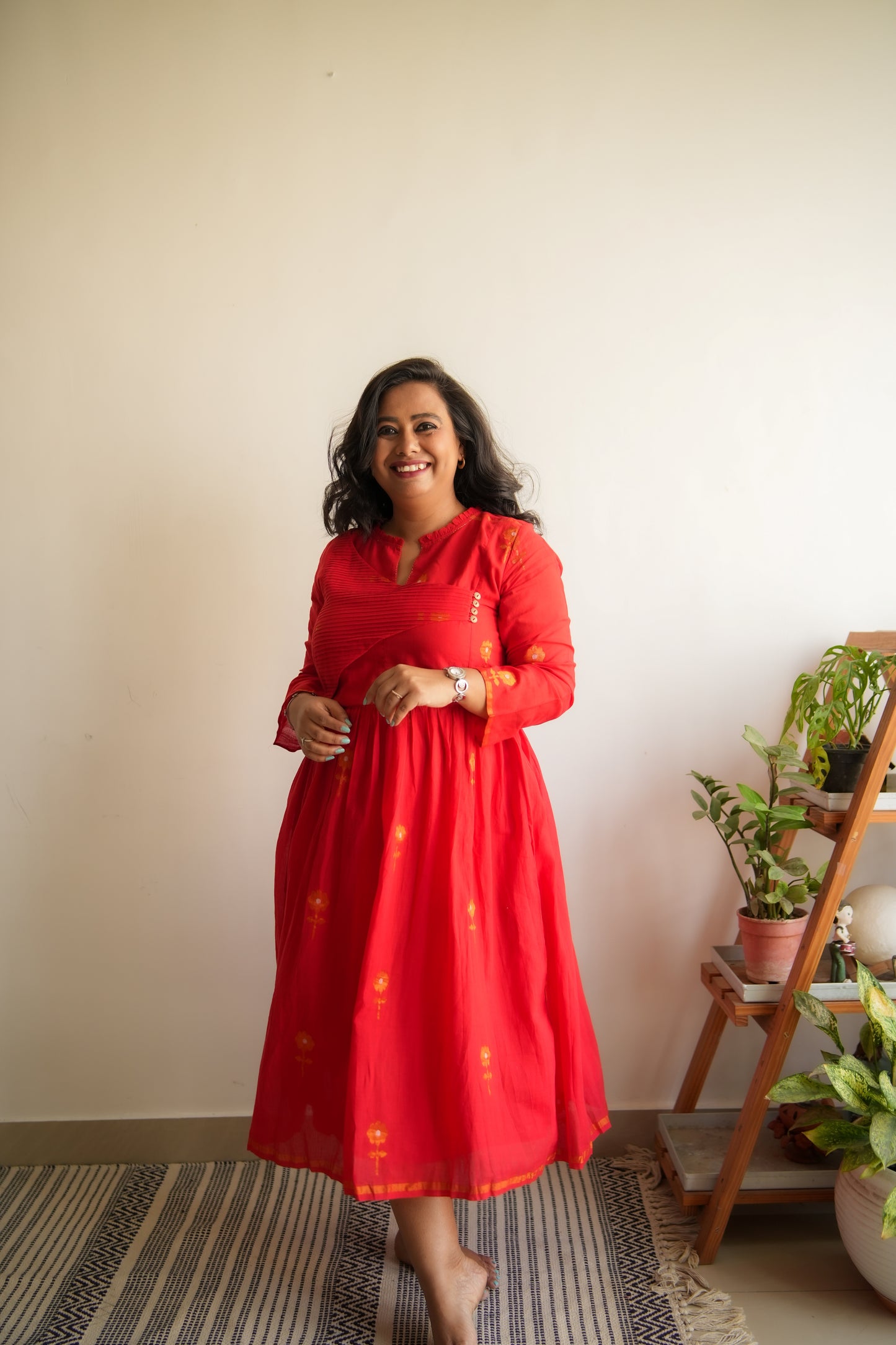Red Zari Phool  Kurta