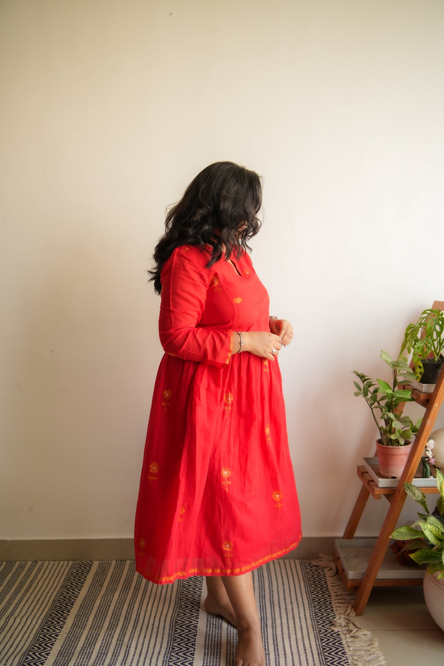Red Zari Phool  Kurta
