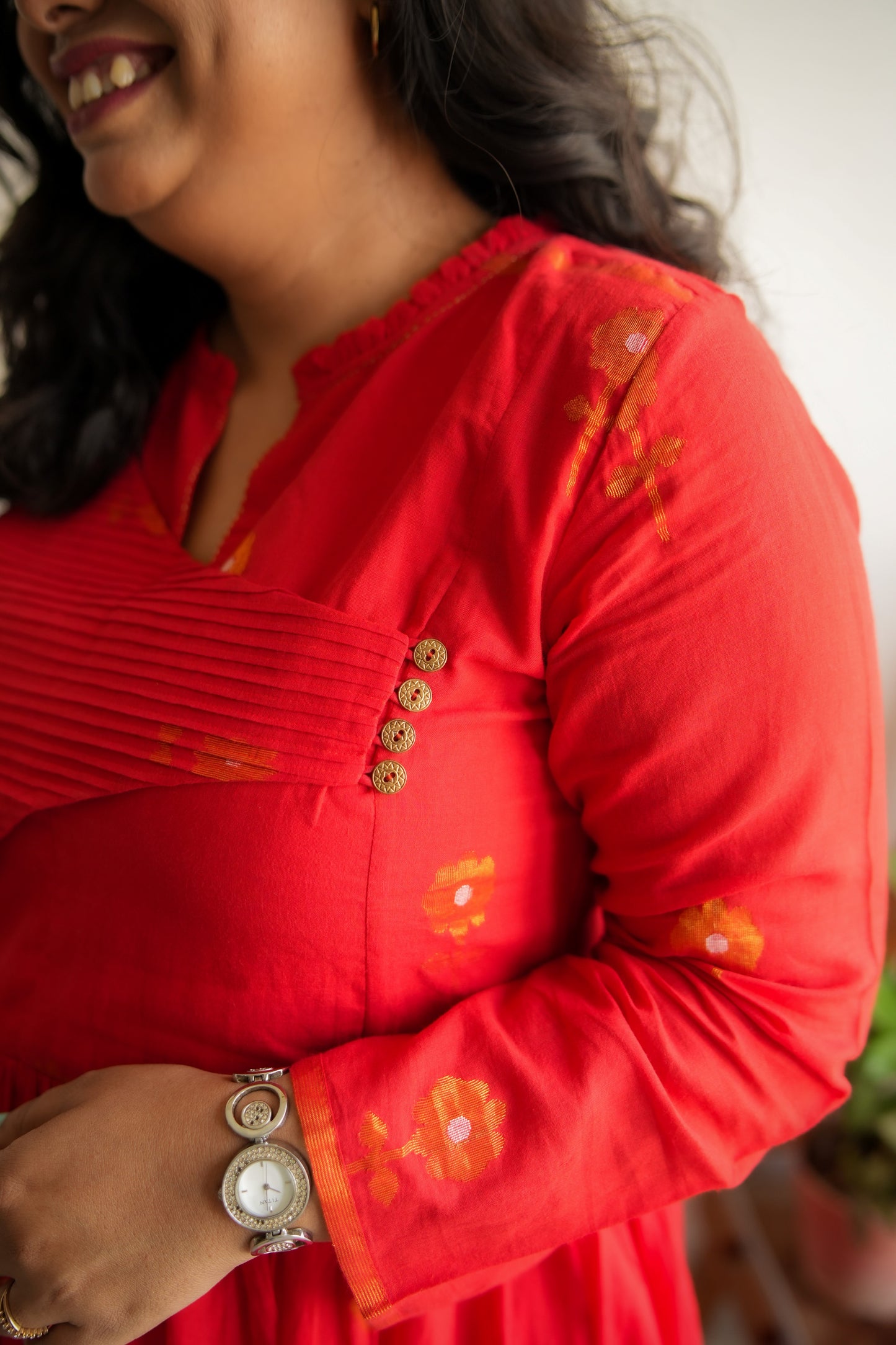 Red Zari Phool  Kurta