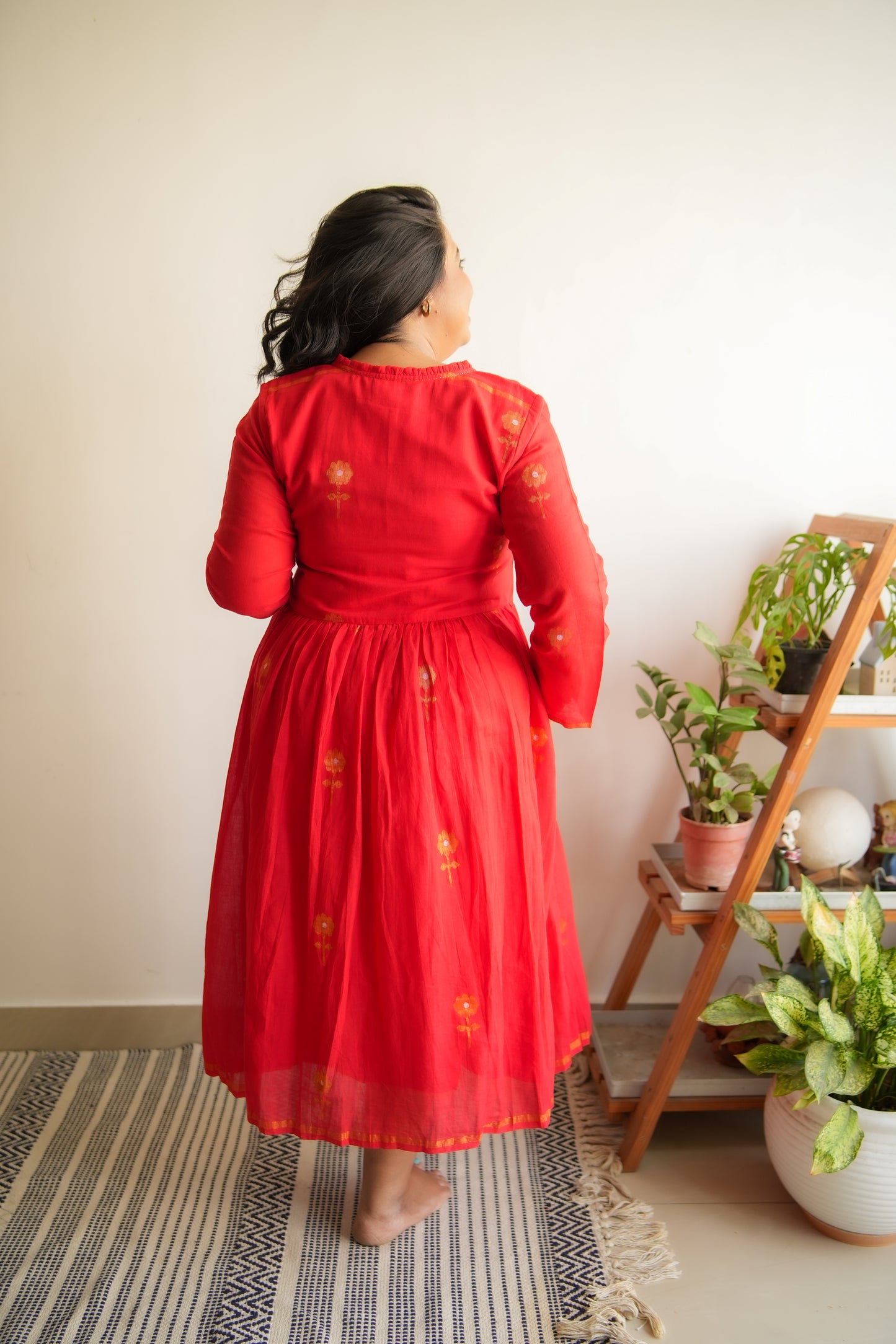 Red Zari Phool  Kurta
