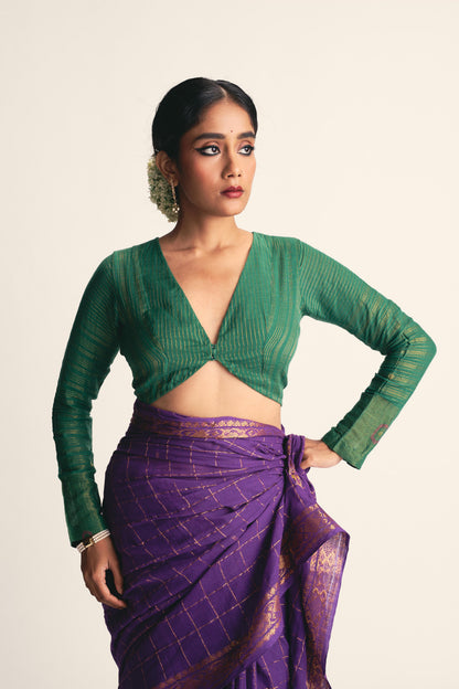 Emerald Full Sleeve V-Neck Blouse