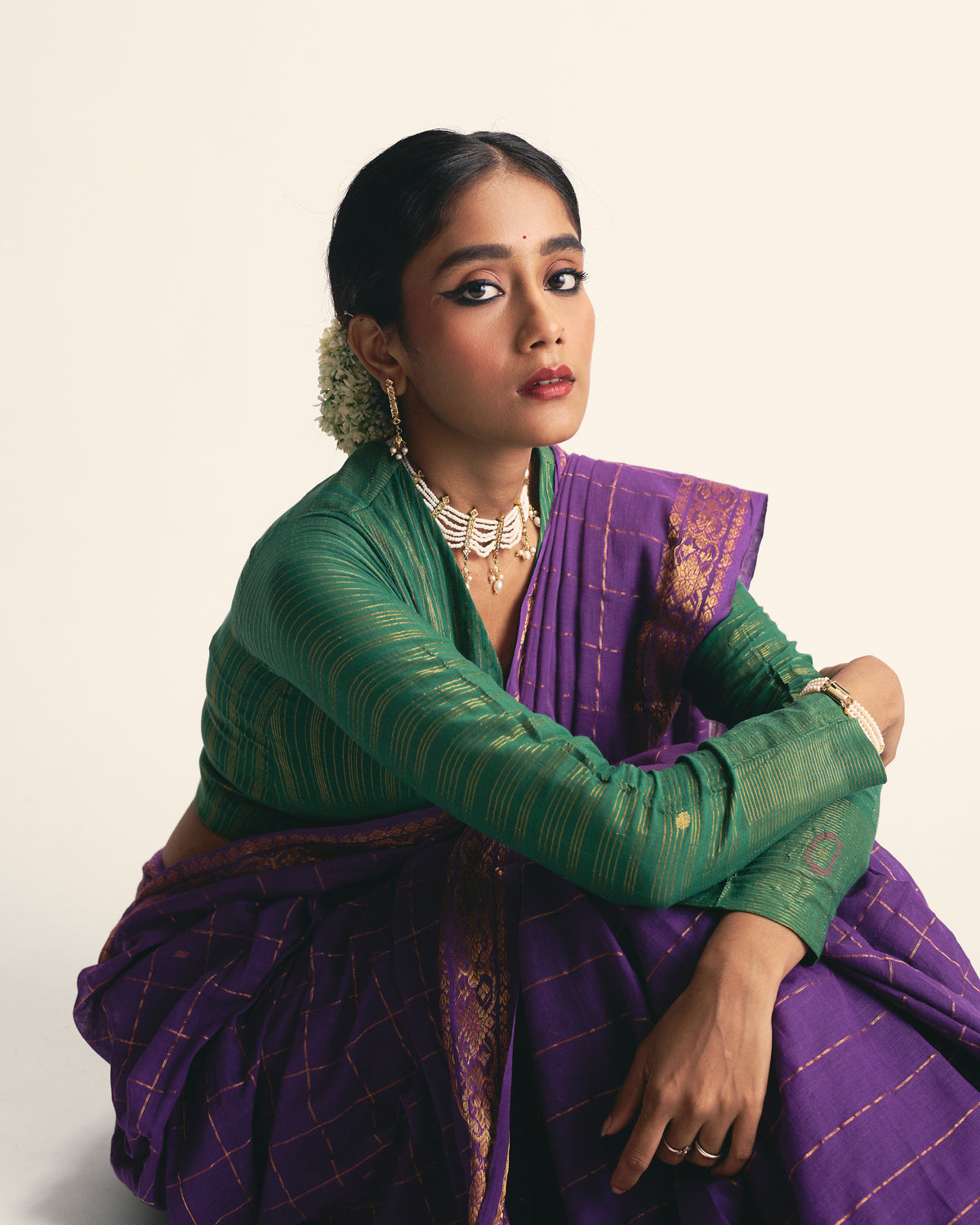 Emerald Full Sleeve V-Neck Blouse